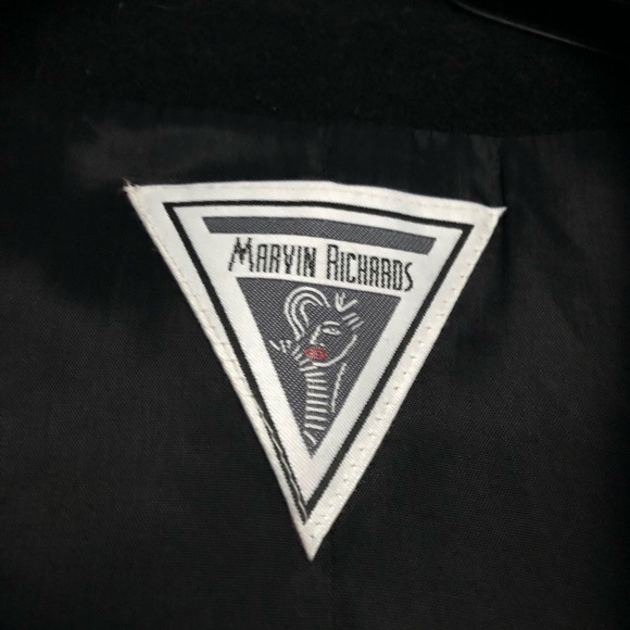 Marvin Richards 100% Wool Women's Black Fur Trim Old Rich Long Coat - Picture 3 of 14